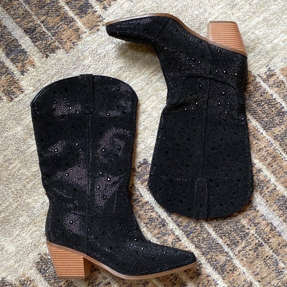 Black Rhinestone Cowboy Boots